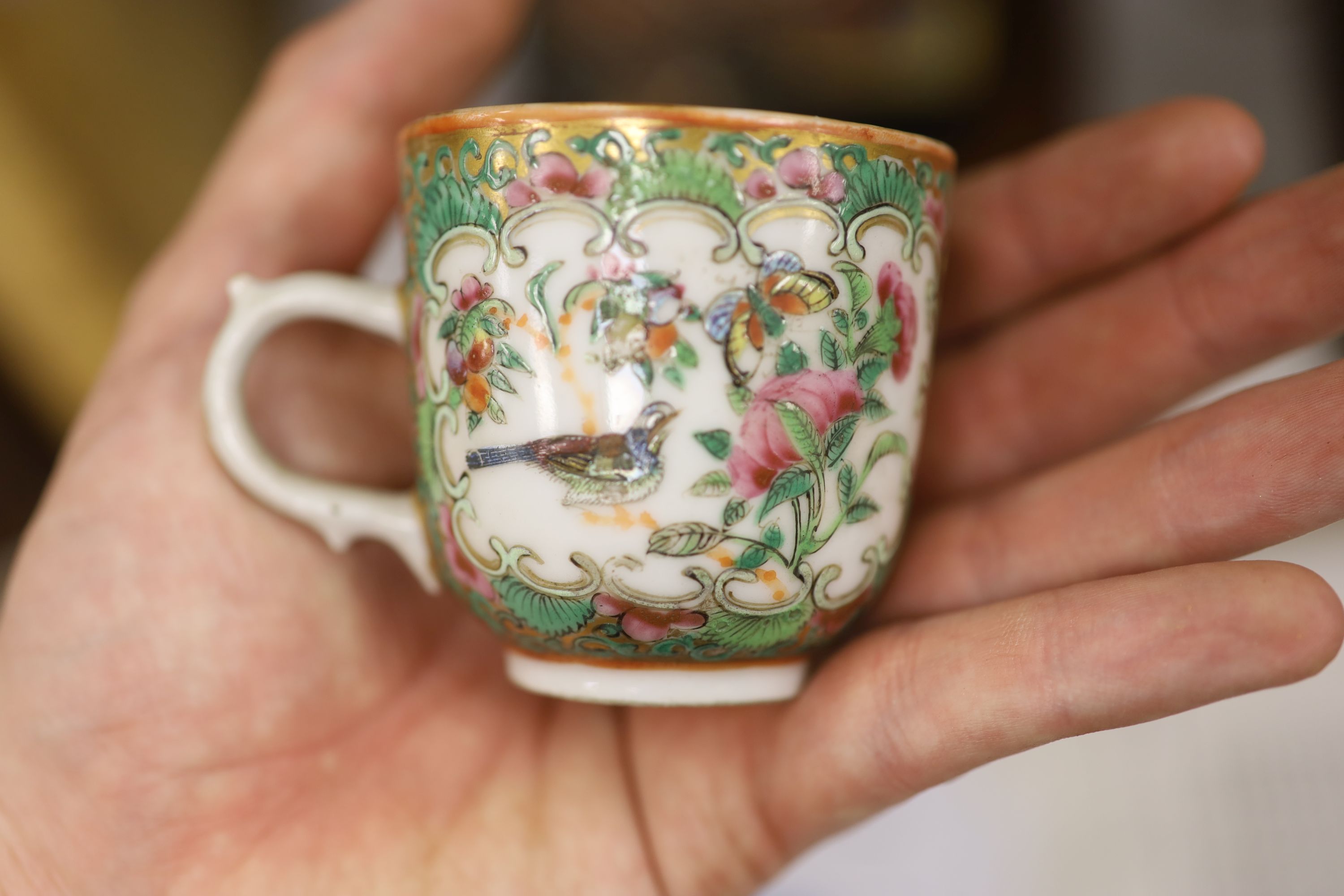 A 19th century Chinese famille rose five piece porcelain tea set